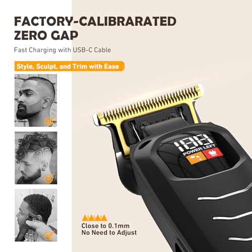 Image of Professional Cordless Hair Clippers for Men- Hair Cutting Kit for Barbers & Family, Wireless Beard Hair Trimmers Set with LED Display, Rechargeable Hair Cutting Machine for Family (Black)