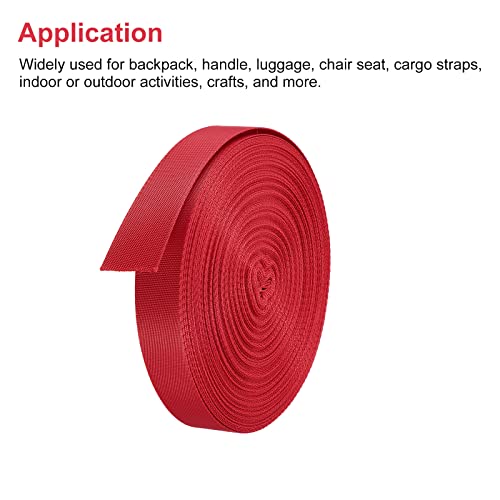 Image of Nylon Webbing Strap, 10 Metres, 1 inch /1.5 inch /2 inch Width, 0.7 mm Thickness (Red, 1 inch)