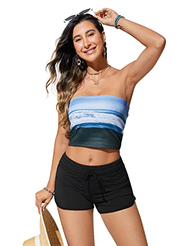 CRZ YOGA Womens 3'' Swim Board Shorts High Waisted Quick Dry Beach Swimwear Bottoms Bathing Trunks with Liner3