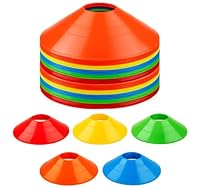 Jerhyun 50 Stück Fussball Hütchen Set, Runde Markierungshütchen, Bunt Markierungsscheiben für Hockey, Fußball, Eislaufen, Handball oder Koordinationsübungen