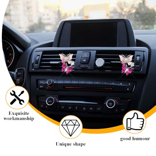Image of 4PCS Car Air Fresheners Vent Clips, Butterfly Car Accessories, Sparkly Bling Dual Butterfly Auto Air Vent Clips, Automotive Cute Air Conditioning Outlet Decoration Universal for Women Girl