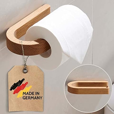 DEKAZIA® Toilettenpapierhalter Holz | Toilettenpapierhalter ohne Bohren Cover