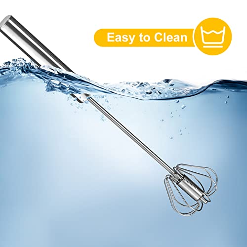 Jliup Egg Beater Hand: 2 Pack Hand Easy Whisk Egg Beater, Stainless Steel Hand Push Egg Beater Manual Mixer Blender For Home Kitchen Tool Wisking, Beating & Stirring (14 Inch And 10 Inch) #TOP3