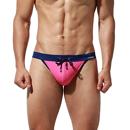 Men's Narrow Edge Drawstrings Swimwear Replaceable Pad Pouch Swimsuit Bikini