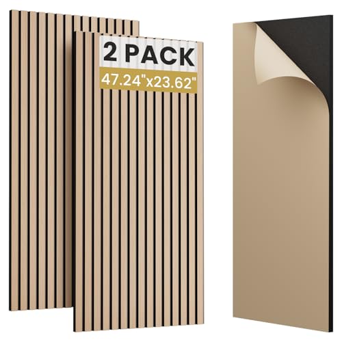 SVILINEK Soundproofing Panels Wood Veneer Acoustic Panels 47.24x23.62 Self-Adhesive 3D Sound Absorbing,for Sound Absorbing (Natural Oak Effect, 2 Pack (15.5 sq.ft.))
