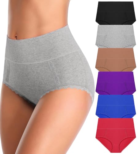 Image of MISSWHO Cotton High Waisted Soft Womens Underwear Breathable Panties, Multipack