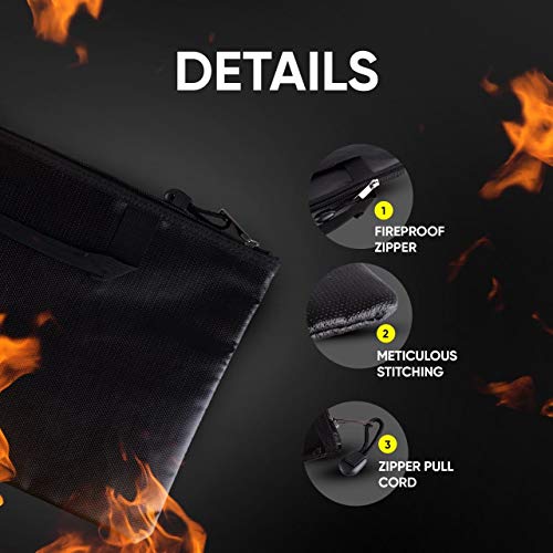 Wilstock Fireproof Document Bag - 13"X 9.4" - Freproof Waterproof Bag With Zipper, Money Bag, Safe Storage Pouch, Fire Safe Document Holder, Easy To Carry In An Emergency #TOP5