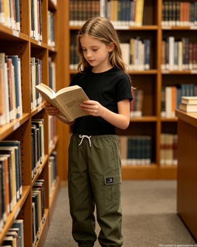 Image of Betusline Girls Fall Winter Clothing Sets, Long Sleeve Crop Top & Cargo Jogger Pants 2 Piece Outfit Sets,4T-14Y