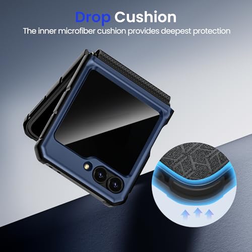 Image of VEGO for Samsung Flip 6 Case with Screen Protector [Anti-Peeping][Hinge Protection & Adjustable Kickstand] Full-Body Shockproof Protective Phone Case for Samsung Galaxy Z Flip 6 2024 - Blue