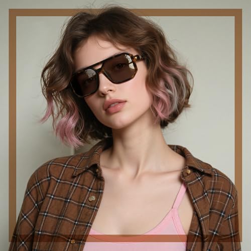 Retro Aviator Sunglasses for Women Men - 70s Trendy Square Vintage Shade Sun Glasses UV Protection3