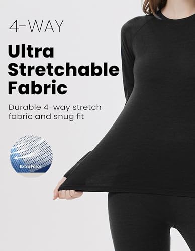 Image of Iguana Womens 100% Merino Wool Base Layer Sets for Ski Lightweight Thermal Underwear