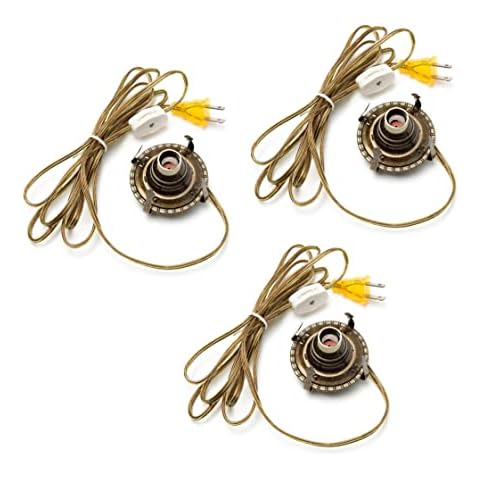 Factory Direct Craft Pack of 3 Antique Brass Electric Converter Burner Lamp Wiring Kits - UL Rated Lighting Kits for Conversion Lamp Making (fit Size #1 Small lamp Collars) Cover
