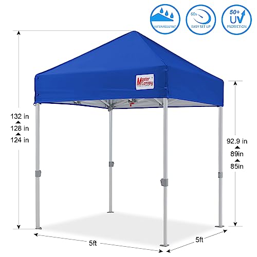 Image of MASTERCANOPY 5x5 Heavy Duty Pop Up Canopy Tent with Roller Bag(Blue)