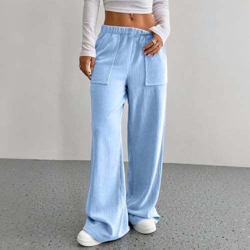 Corduroy Pants Women Elastic High Waisted Vintage Casual Pants with Pockets - image 3