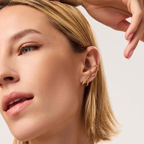 JUNVirtuous Gold Earrings for Women Trendy, 14K Plated Gold Stud for Women Dainty Minimalist Earrings Lightweight Simple Unique Cute Stud Hypoallergenic Jewelry4