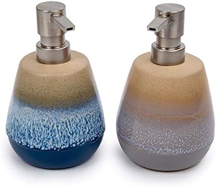 Bodico Beautifully, 6 x 4.5 inches, Beige Glazed Ceramic Soap and Lotion Dispenser