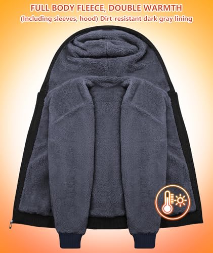 Image of GEEK LIGHTING Men's Fleece-Lined Zip Up Hoodie, Thick Hooded Jacket Winter Warm Athletic Sweatshirt