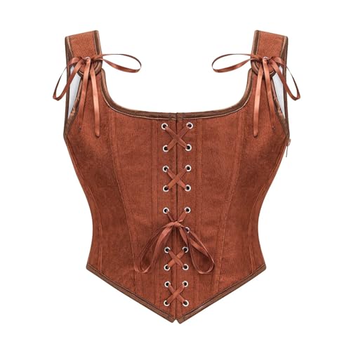 Gilet moulant pour femme pour affiner la taille avec ceinture marron