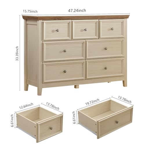 BLANKSPACE-7-Drawer-Dresser-Modern-Farmhouse-Dresser-Chest-of-Drawer-for-Bedroom-Chest-of-Drawers-Storage-Cabinet-for-Living-Room-Entryway-Hallway-Beige BLANKSPACE 7 Drawer Dresser Modern Farmhouse Dresser Chest of Drawer for Bedroom Chest of Drawers Storage Cabinet for Living Room Entryway Hallway Beige