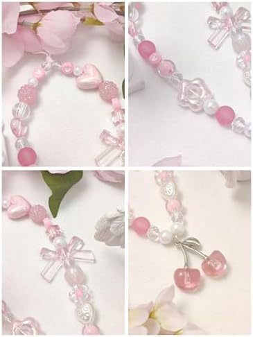 cioatu Phone Charms Cute Cherry Butterfly Cell Phone Lanyard Strap Wrist Strap for Bag Airpods Camera Pendants Decor (Flower Cherries) — view 6
