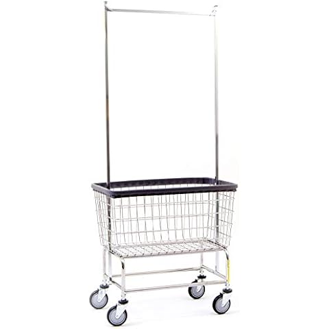 R&B Wire® 200F56 Extra Large Heavy Duty Wire Laundry Cart | 4.5 Bushel | Steel Frame with Chrome Finish | Commercial Laundry Basket | Industrial Bumper | 5" Clean Wheel System™ Casters Cover