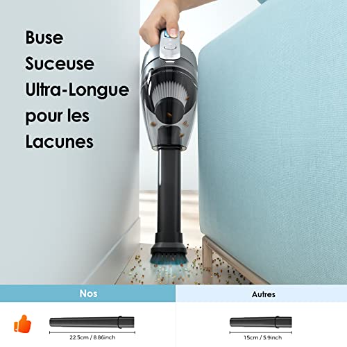 Oraimo Aspirateur à Main, 3 in 1 Aspirateur sans Fil Rechargeable à Long Terme, 630g Léger, 3 Heures de Recharge Rapide, Portable Aspirateur Voiture pour Les Chambre, Voiture, Maison, Poils d'animaux - Image 6