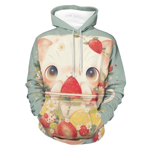 Sweatshirt pullover pour homme femme avec imprimé artistique chat blanc S