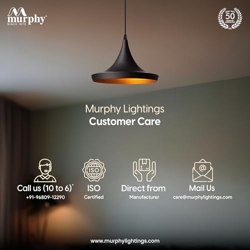 Image of Murphy Metal Tulip Shape Black Hanging Pendant Ceiling Light Lamp for Living Room, Bedroom, Kitchen, Balcony (Bulb Included), Pack of 3