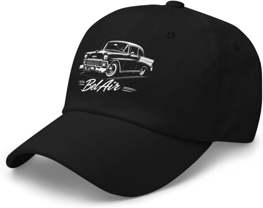 Black 1956 Bel Air Classic Car Dad Hat – Vintage Chevy Cap for Retro Auto Enthusiasts