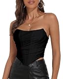 Amy Babe Vintage Mesh Corset Top for Women Overbust Strapless Zip Back Boned Outfits Bodyshaper Going Out Bustier Crop Tops