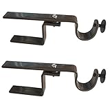 NONO Bracket XL - Inside Mounted Faux Wood Blinds Curtain Rod Bracket Attachment (Brown)