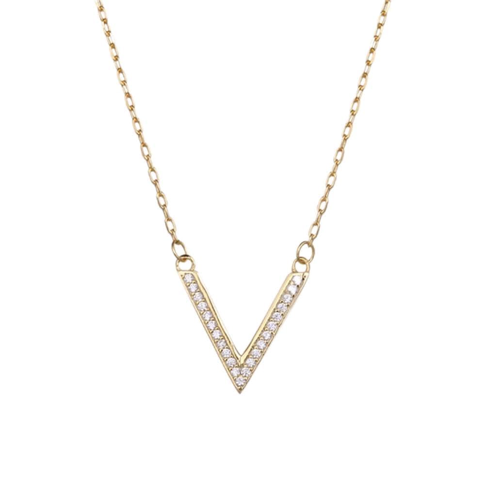 Collar de Zafiro pavé con Forma v para Mujer, joyería de Bodas y Regalo de Amiga - China