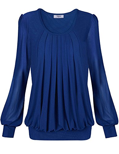 Timeson Long Sleeve Tunic Tops Banded Bottom Dress Shirts for Work Scoop Neck Casual Loose Pleated Front Fitted Blouse Office Wear Worthington Business Casual Clothes Ladies Formal Career Shirt Blue Timeson Long Sleeve Tunic Tops Banded Bottom Dress Shirts for Work Scoop Neck Casual Loose Pleated Front Fitted Blouse Office Wear Worthington Business Casual Clothes Ladies Formal Career Shirt Blue