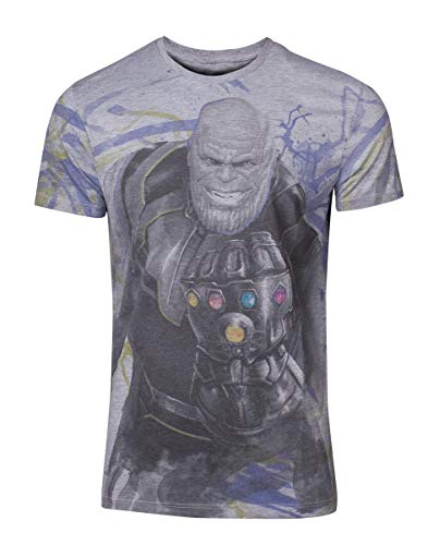 Bioworld EU Marvel Comics Avengers: Infinity War Men's Thanos T-Shirt, Gris (Gris), L Homme