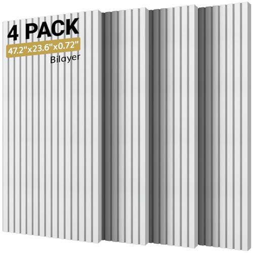 TONOR Dual-Layer Thickened Acoustic Wall Panels Self Adhesive, 4 pack 47.2'x23.6'x0.72' High Density...