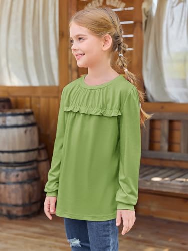 Image of Haloumoning Girls Crew Neck T Shirts Peplum Babydoll Tops Tees 4-15 Years | Girls T-Shirts, Casual Loose Tunic Tops, Cute Ruffle T Shirts, Short Sleeve Shirts, Long Sleeve Blouse