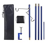 HIKEMAN Folding Lantern Stand Pole Portable Lamp Stand Hook Collapasible Light Stand Holder for Camping Fishing Picnic BBQ Outdoor Activities (Blue)