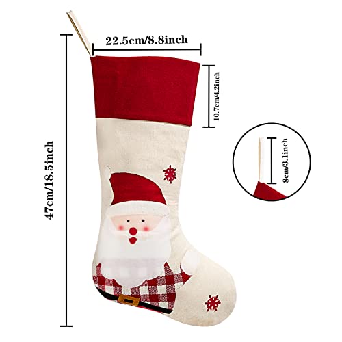 Angelhood Christmas Stockings, 4Pcs 18.5" Large Christmas Stockings Decorations, Santa Claus Snowman Penguin Bear Character With Hanging Loop For Family Christmas Decoration #TOP1