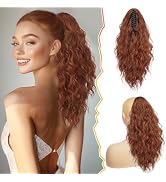 BARSDAR 18 Inch Claw Clip Auburn Ponytail Extension – Thick Soft Wavy Curly Hairpieces for Women,...