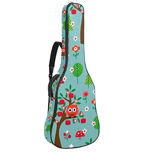 Sac à dos pour guitare acoustique imperméable 42.9" avec motif chouettes et organiseur intégré