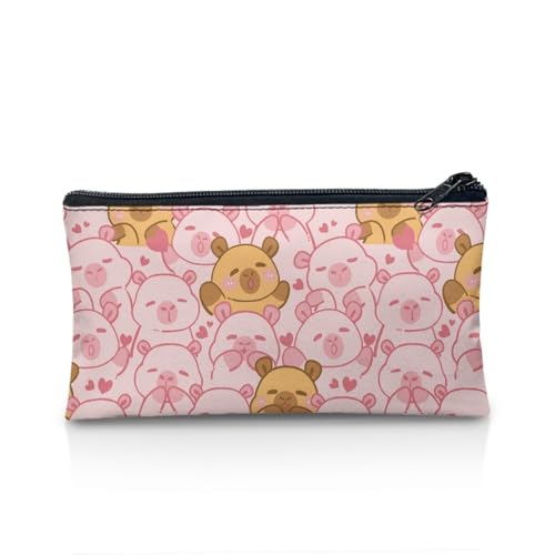 Image of Pink Capybara School Pencil Case Aesthetic Pencil Pouch for Preschool Wear Resistant Pen Organizer for Toddlers Lightweight Pen Holder for Girls
