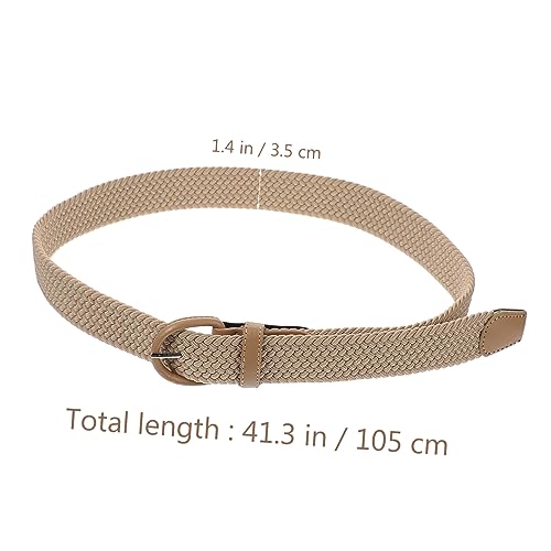 Unisex Elastic Woven Waist Belt with Buckle Stretch Fabric Waistband for Women and Men Fit Accessory for Dresses Sweaters and Trousers Beige2