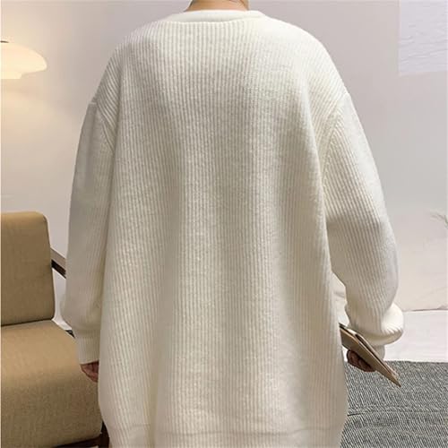 Men's Cable Knit Cardigan Sweater Winter Lightweight Casual V Neck Long Sleeve Pockets Knitted Sweater White3