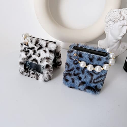 Fluffigt telefonfodral med leopardmönster för Galaxy Z Flip 4,5G