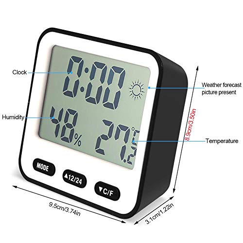 Reloj despertador digital y termómetro LCD ideal para el dormitorio 7