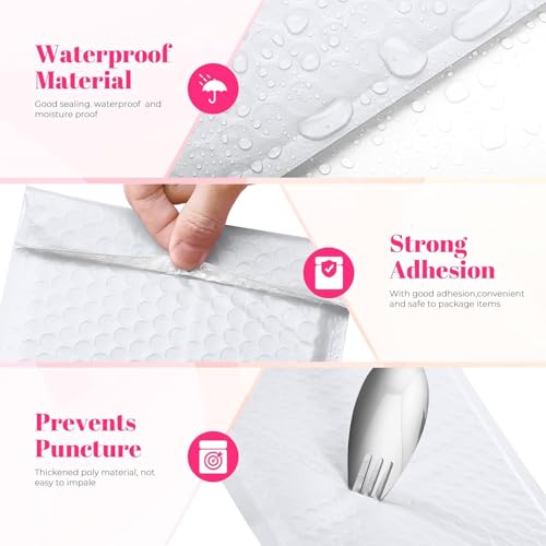 Image of METRONIC Bubble Mailers 10x13 inch Padded Envelopes White 500Pack Waterproof