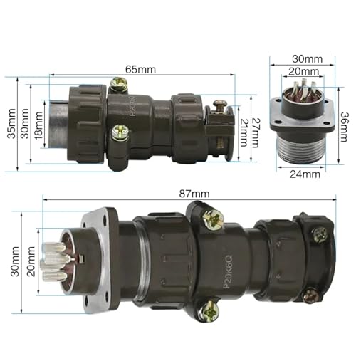Conector de aviación P20 de 2 pines y 20mm para transmisiones estables sin cortes 3