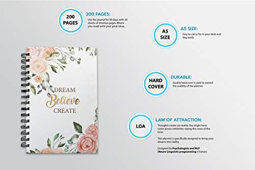 The Positive Store Floral Design Dream Believe Create Daily Planner 