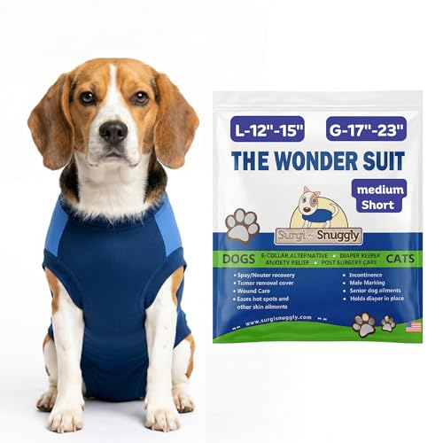 SurgiSnuggly Veterinary Invented Dog Surgical Recovery Suit for Female Spay or Male Dogs, Neuters Onesie,Cone Alternative,The Onesie Bodysuit for After Surgery Small, Medium, Large Dogs MS BB