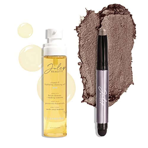 Julep Makeup Remover Perfection Set: Eyeshadow 101 Creme To Powder Taupe Shimmer Eyeshadow Stick And Vitamin E Cleansing Oil And Makeup Remover #TOP29